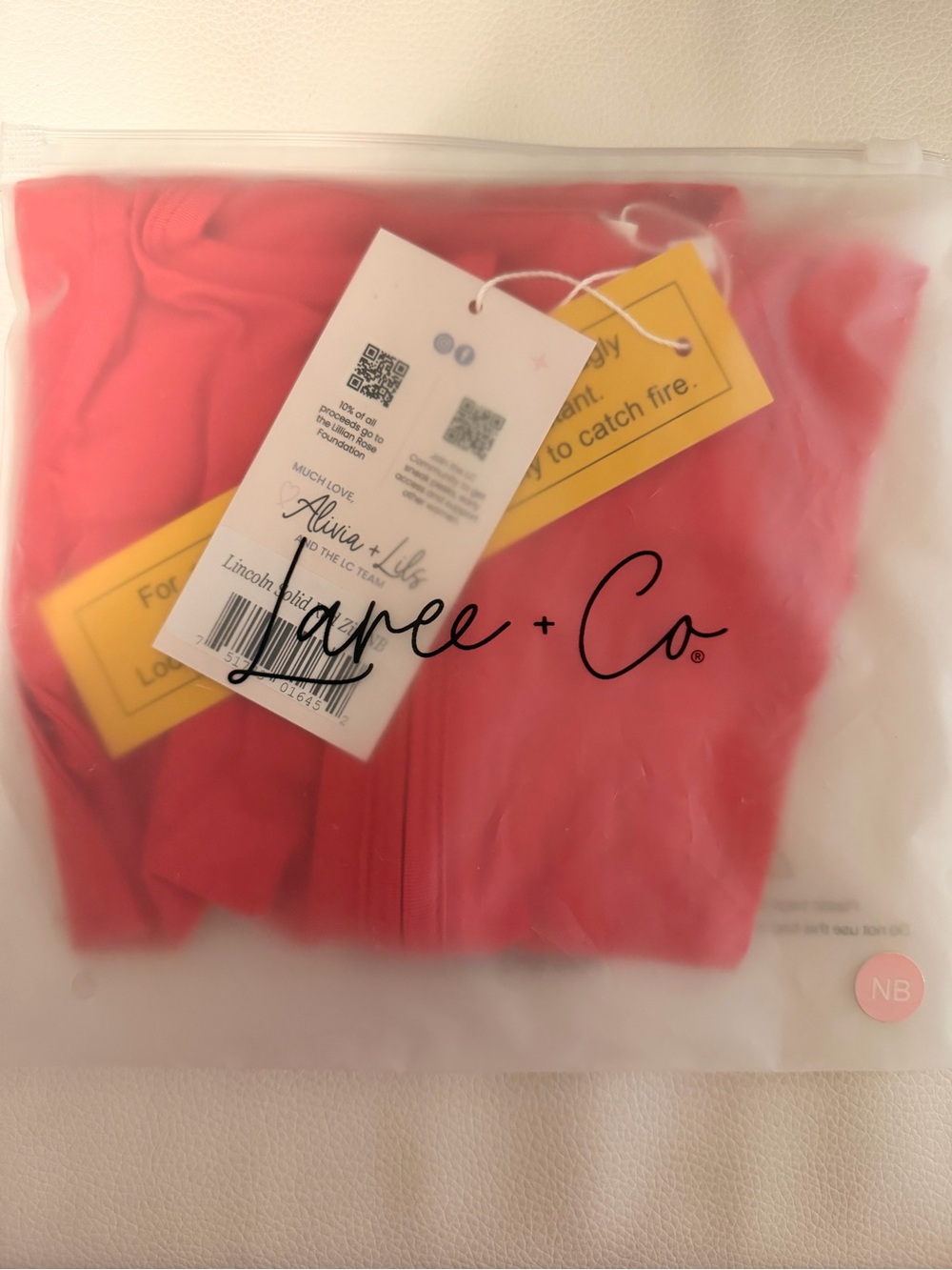 NWT/NIB bamboo red zip romper in newborn size